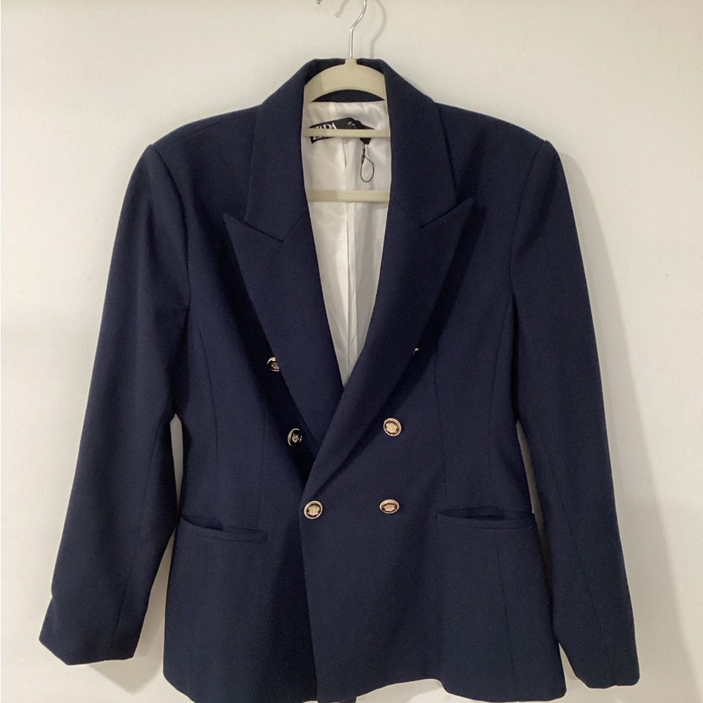 Zara Navy Blazer with Gold Buttons